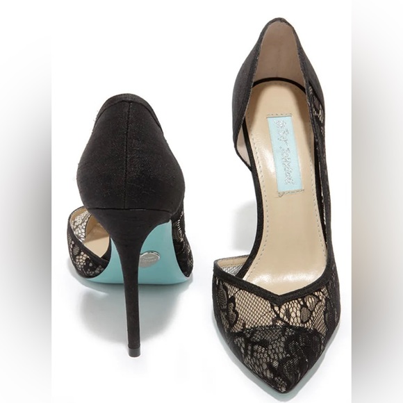Betsey Johnson Shoes - Betsey Johnson Blue Bottom Grace Black Lace D’orsay Pump, size 9